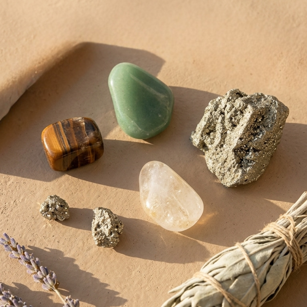 Costalito de Abundancia Plantiviris con piedras, tarjetas informativas y costal