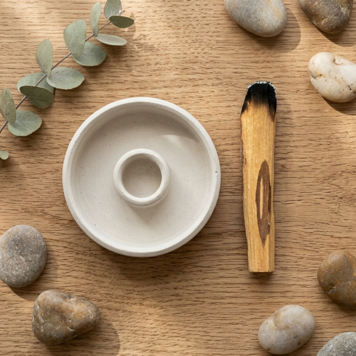 Base artesanal de concreto Plantiviris para completar un altar con Palo Santo