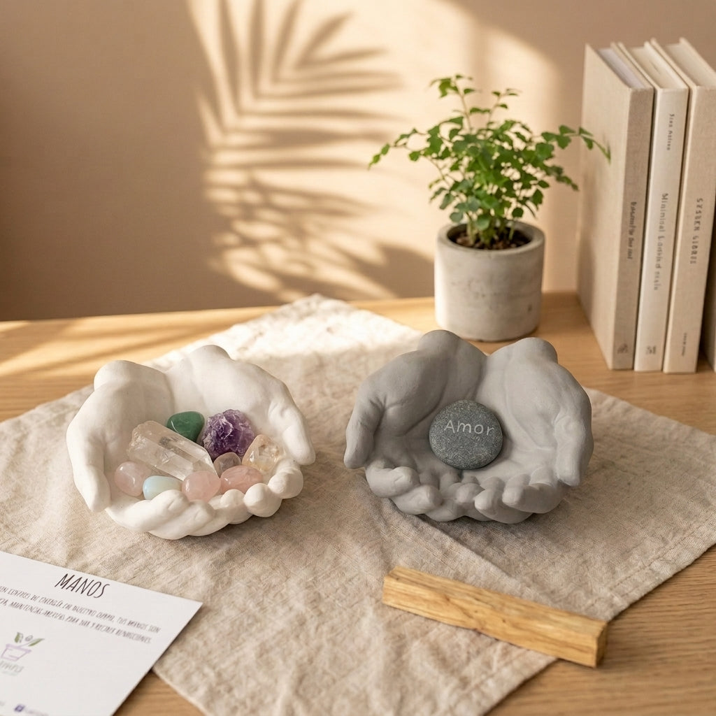 Manos de Concreto como pieza de altar para sostener cuarzos